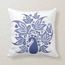 Peacock bohemio azul y blanco de estilo Hamptons
