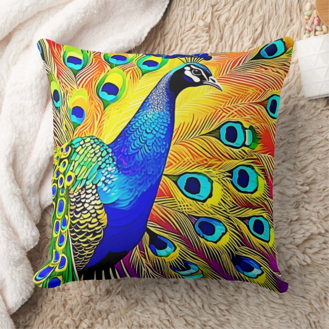 Cojín Decorativo Peacock Feather Art (Manta)