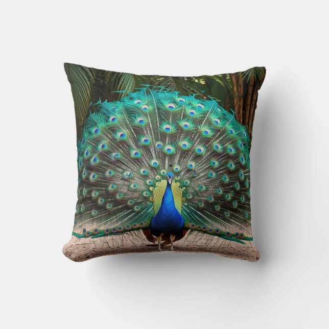 Cojín Decorativo Peacock Feather Fanning (Anverso)