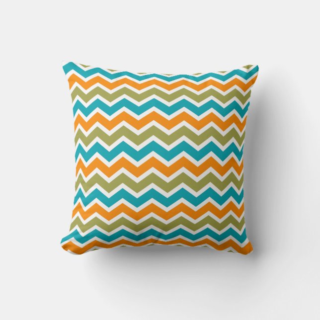 Cojín Decorativo Peacock Vibrant Tribal Zigzag (Anverso)