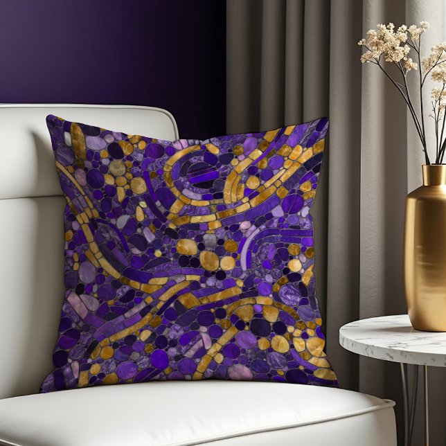Cojín Decorativo Pebbles Mosaic Art -Amethyy Gold (Subido por el creador)