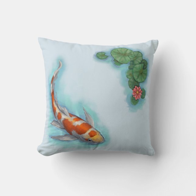 Cojín Decorativo Peces rojos, Naranjas y koi blancos (Anverso)