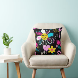 Cojín Decorativo Pecho para bebé con patrón de graffiti de flor son