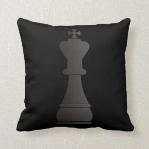 Cojín Decorativo Pedazo de ajedrez negro del rey