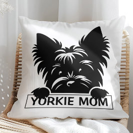Cojín Decorativo Peeking Yorkie Black Silhouette Yorkie Mom