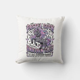 Cojín Decorativo Pegatina comercial del club de unicornios góticos