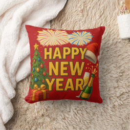 Cojín Decorativo Pegatina de Celebración de Año Nuevo Feliz