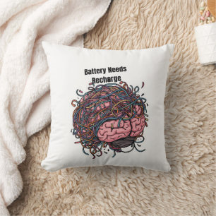 Cojín Decorativo Pegatina de Sobrepensamiento – Humor Divertido sob