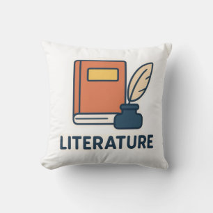 Cojín Decorativo Pegatina de temas de literatura - Libro y Quill