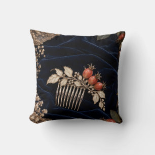 Cojín Decorativo Peineta de Rosa Silvestre de Plata Comb Navy Botán