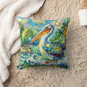 Cojín Decorativo Pelican en el amarillo azul floral de Wonderland
