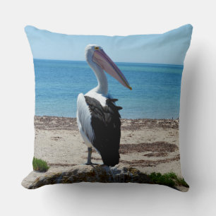 Cojín Decorativo Pelican Encaramado En Un Peñón De Playa,