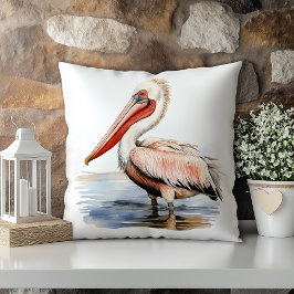 Cojín Decorativo Pelícano Acuarela Pastel Estado de Luisiana