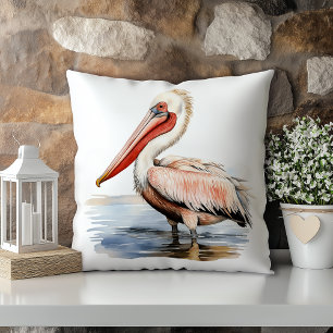 Cojín Decorativo Pelícano Acuarela Pastel Estado de Luisiana
