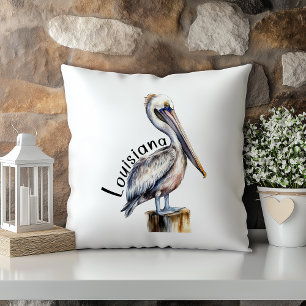 Cojín Decorativo Pelícano Acuarela Pastel Estado de Luisiana