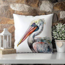 Cojín Decorativo Pelícano de acuarela pastel estado de Luisiana