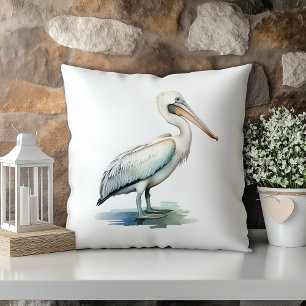 Cojín Decorativo Pelícano de acuarela pastel estado de Luisiana