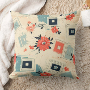 Cojín Decorativo Película de diapositiva de flor azul coral de medi