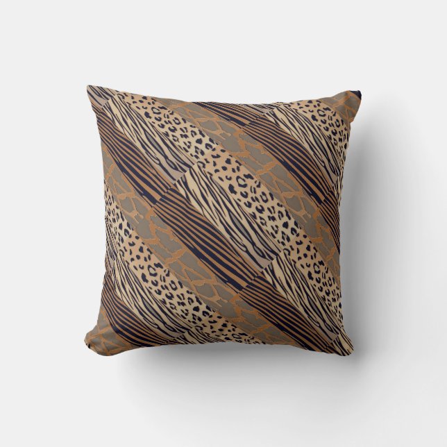 Cojín Decorativo Película de raya de cebra de animal rústico (Anverso)