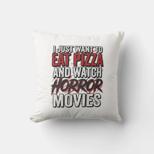 Cojín Decorativo Películas de terror de pizza tipografía vintage de