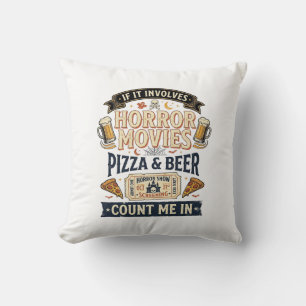 Cojín Decorativo Peliculas de Terror Pizza Cerveza Divertido Hallow