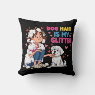Cojín Decorativo Pelo Divertido de Perro Es Mi Brillo Chica Kawaii