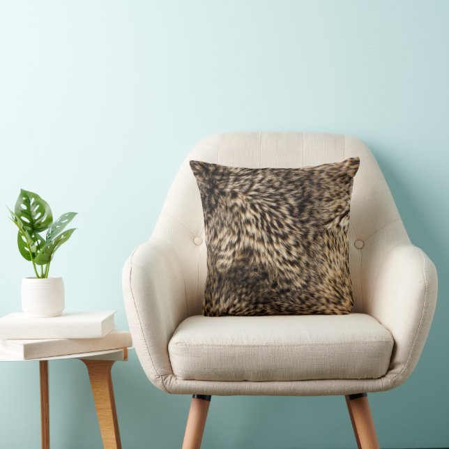 Cojín Decorativo Pelo Marrón Falso (Silla)