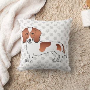 Cojín Decorativo Pelo Rojo Corto Pelo Dachshund Cartoon Perro y Pap