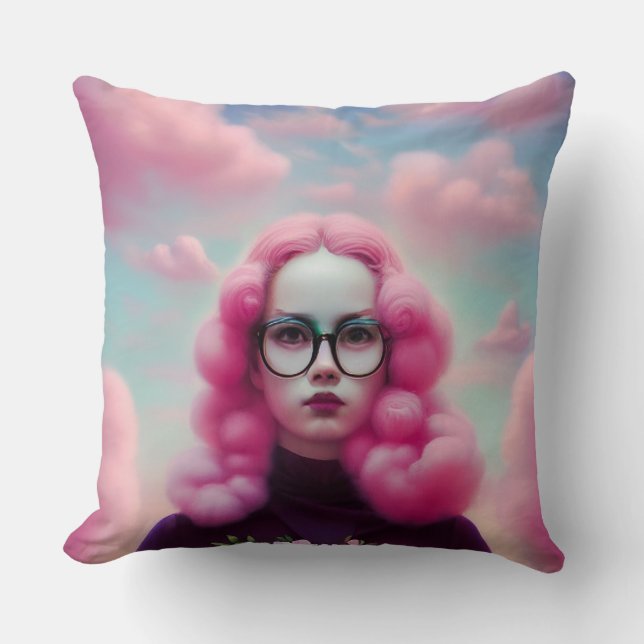 Cojín Decorativo Pelo rosado serio (Anverso)