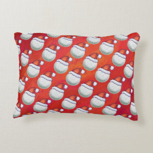 Cojín Decorativo Pelota de golf en patrón de Santa Hat en rojo