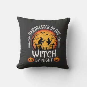 Cojín Decorativo Peluquera de Halloween Bruja de Día por Noche