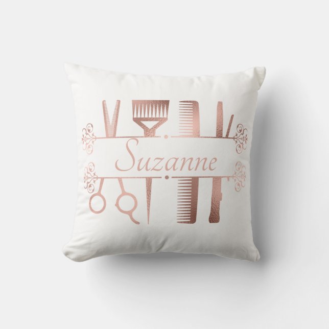 Cojín Decorativo Peluquería Rosa Gold personalizada (Anverso)