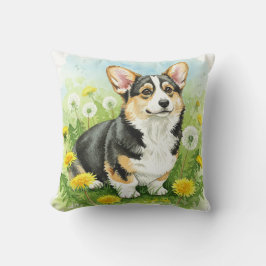 Cojín Decorativo Pembroke Corgi Dandelions Pillow