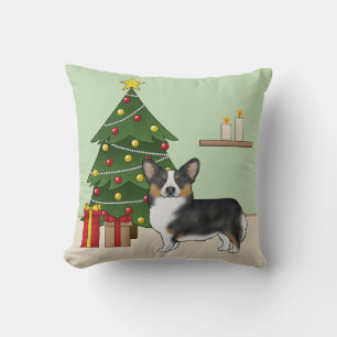 Cojín Decorativo Pembroque Welsh Corgi Tricolor Negro Árbol de Navi