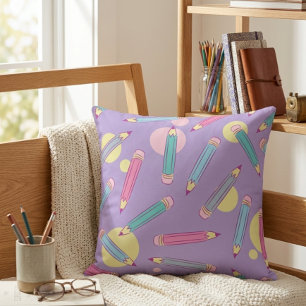 Cojín Decorativo Pencil Party   Almohadón de Terciopelo Lavanda