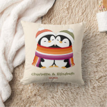 Pengüinos Lesbianas Navideños Personalizados Acoge