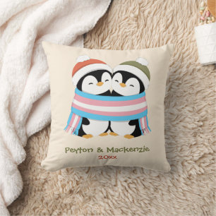 Cojín Decorativo Pengüinos Trans Personalizados Navidad Acogedora