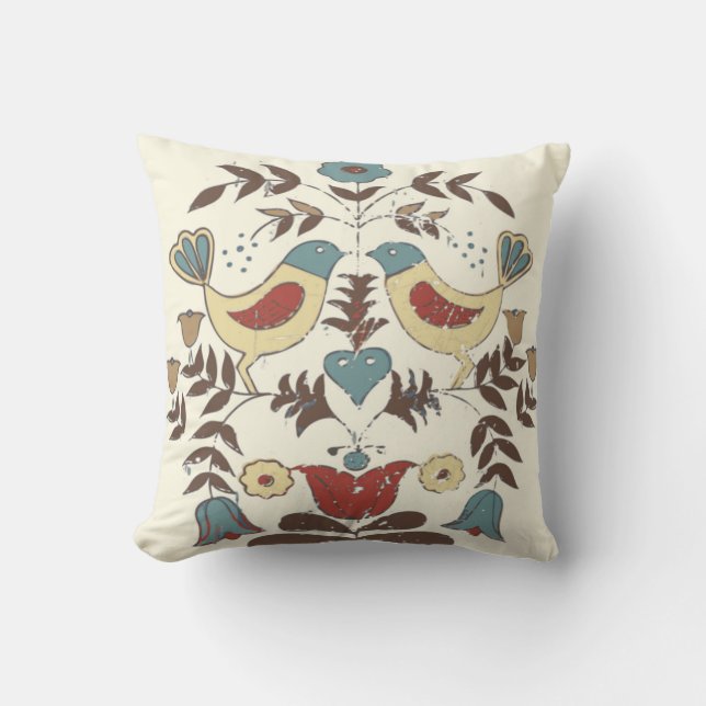 Cojín Decorativo Pennsylvania Dutch Amish Hex Rótulo Bird Americana (Anverso)