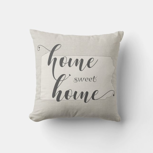 Cojín Decorativo Pennsylvania - Home Sweet Home burlap-look (Anverso)