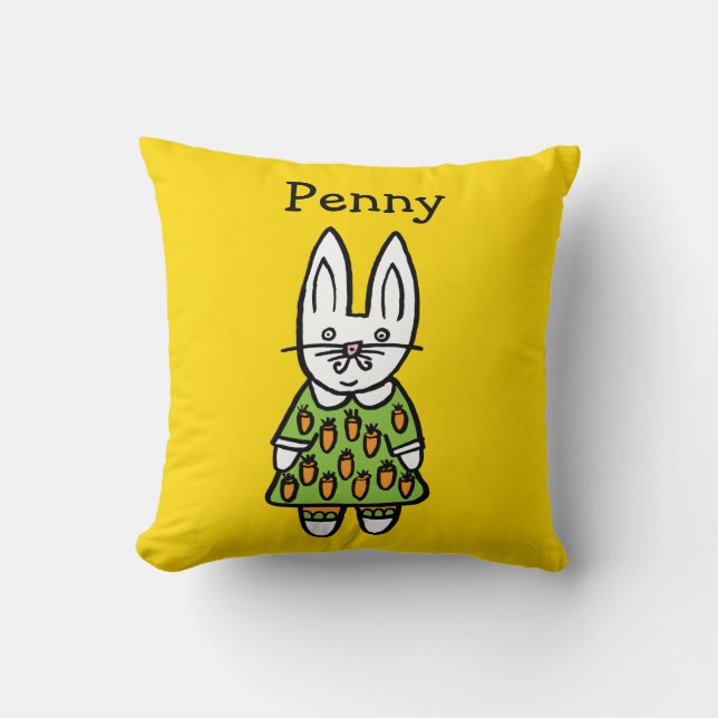 Cojín Decorativo Penny el conejo personalizado (Anverso)