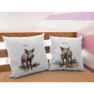 Cojín Decorativo Penny the Playful Piglet, personalizado