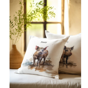 Cojín Decorativo Penny the Playful Piglet, personalizado