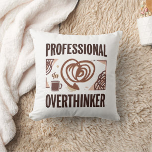 Cojín Decorativo Pensador Sarcástico con Café y Caos