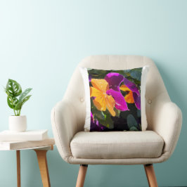 Cojín Decorativo Pensamiento Naranja y Púrpura