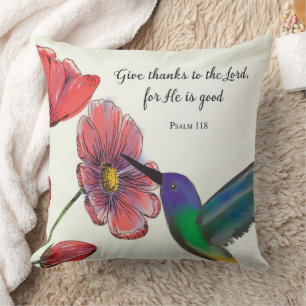 Cojín Decorativo Pensamiento religioso de flores de usted con colib