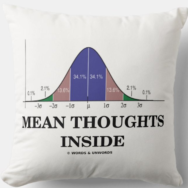 Cojín Decorativo Pensamientos medios internos (Humor de las estadís (Bell curve stats humor throw pillow for anyone who enjoys calculating statistical averages)