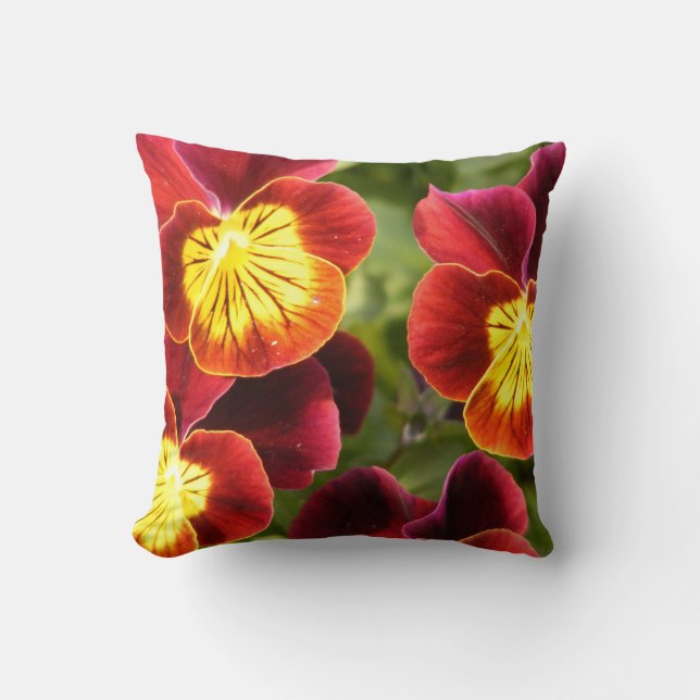 Cojín Decorativo Pensamientos rojos y amarillos (viola) (Anverso)