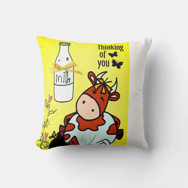 Cojín decorativo pensando en tu flor de leche de v (Anverso)