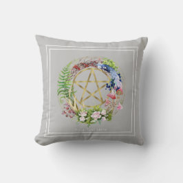 Cojín Decorativo Pentáculo dorado Corona de flores de la naturaleza