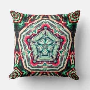 Cojín Decorativo Pentágono sobre estrella, rojo y verde oscuro gast